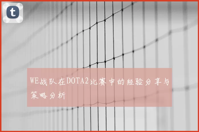 WE战队在DOTA2比赛中的经验分享与策略分析